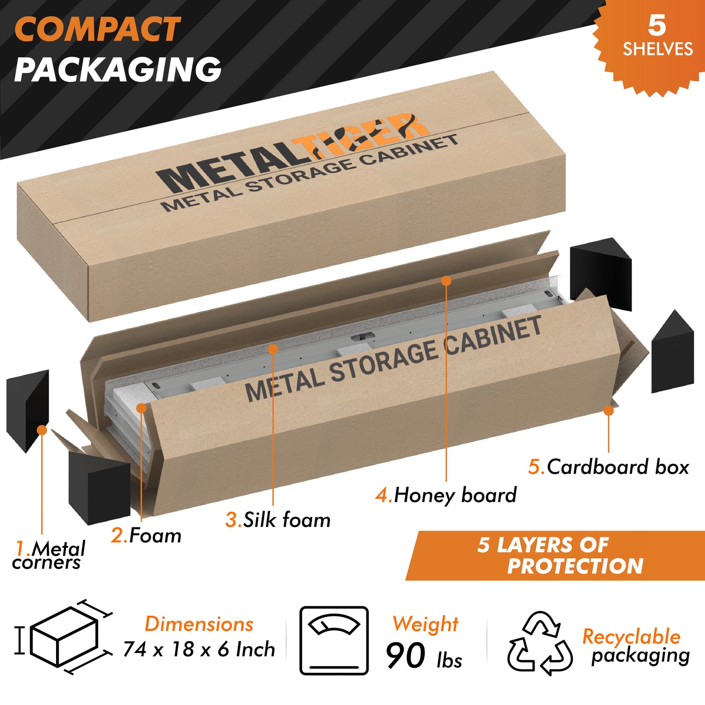 Digital Locking Metal Storage Cabinet | Garage Storage Cabinet with Doors | 71" Lockable Tool Cabinet (Light Gray)