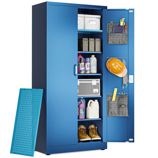 71" Locking Metal Storage Cabinet (Dark Blue)