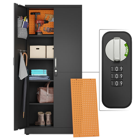 71" Combination Locking Metal Storage Cabinet (Black)