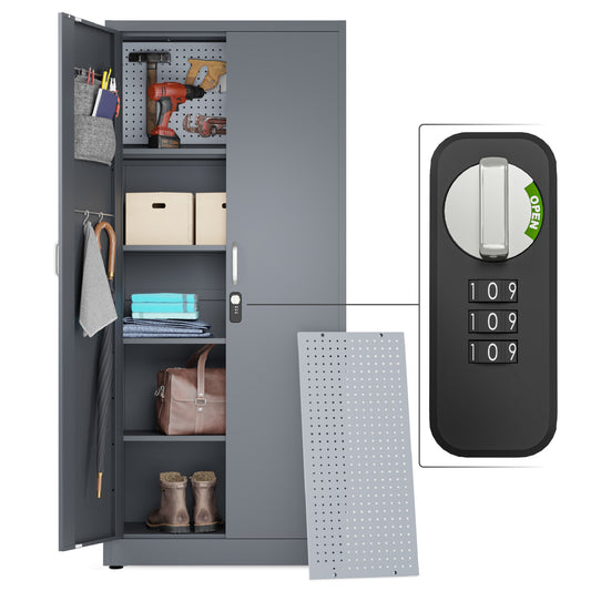 71" Combination Locking Metal Storage Cabinet (Dark Gray)
