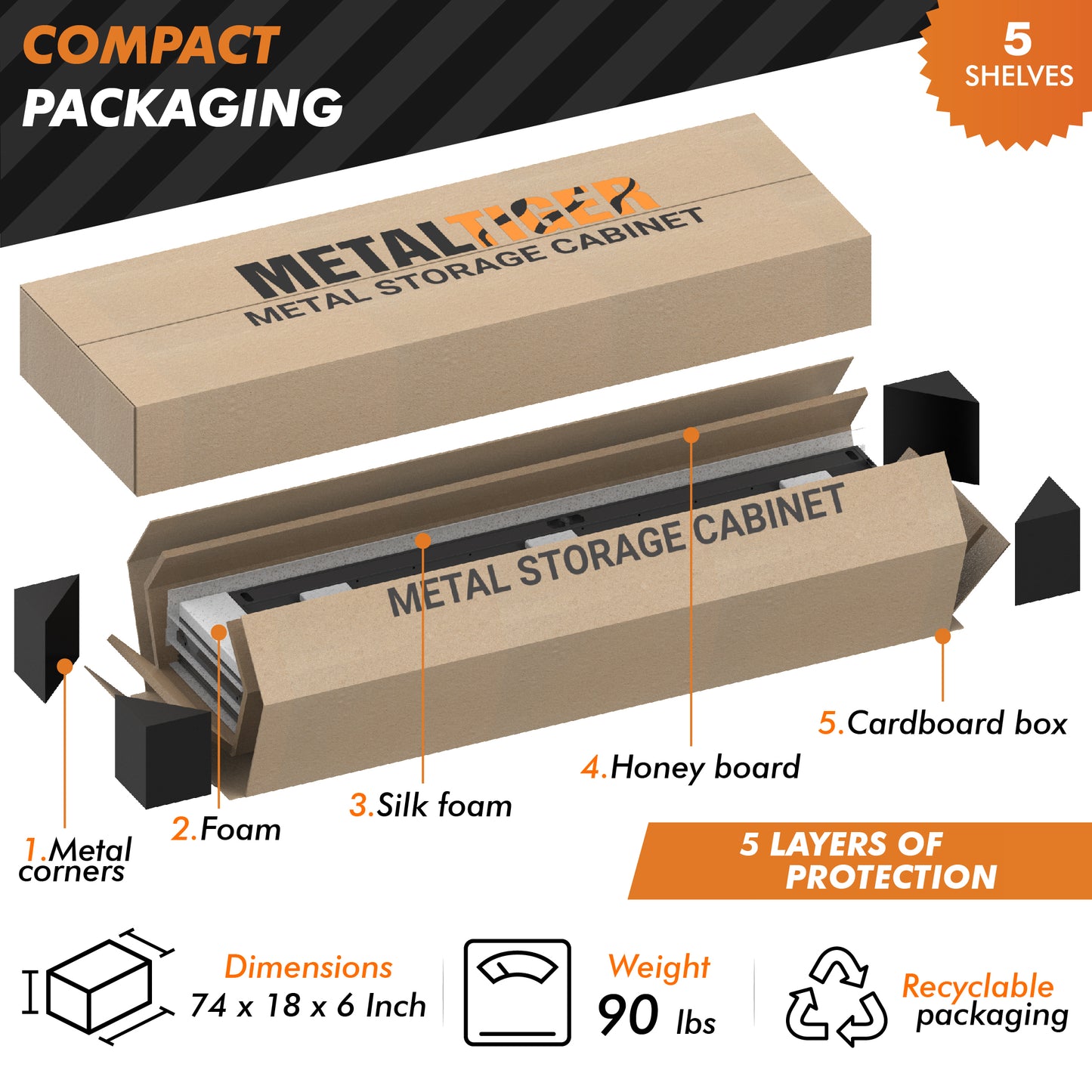 Digital Locking Metal Storage Cabinet with Wheels  - Garage Storage Cabinet | 72" Rolling Tool Storage Cabinet (Black)